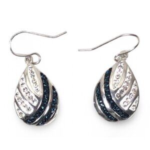 Fashion Blue & Clear Crystal Silver Drop Earrings | Vintage